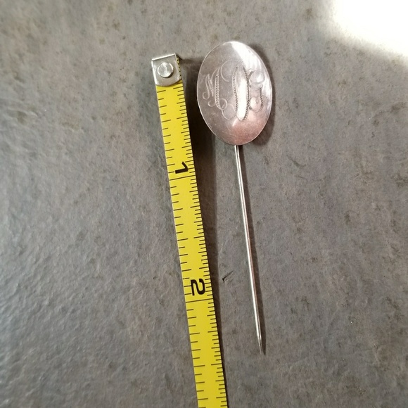 Vintage Sterling Silver stick pin engraved MDG monogram stickpin 925 - Picture 4 of 5